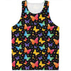 Colorful Watercolor Butterfly Print Men's Tank Top