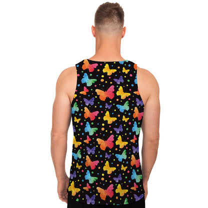 Colorful Watercolor Butterfly Print Men's Tank Top