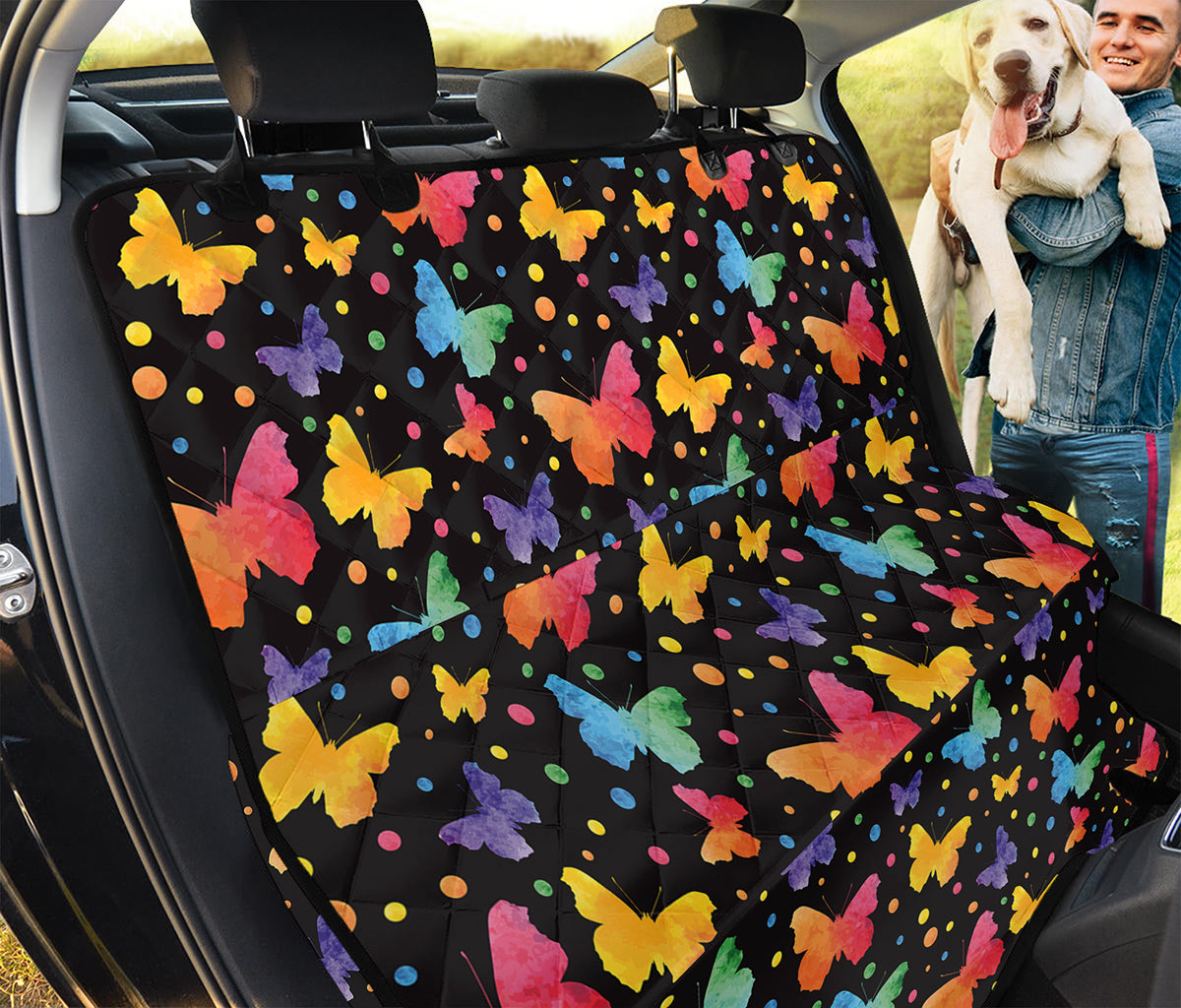 Colorful Watercolor Butterfly Print Pet Car Back Seat Cover