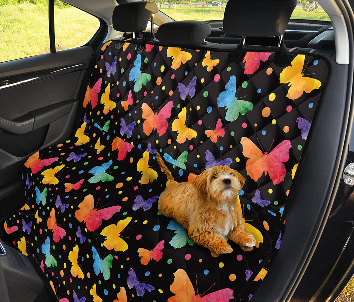 Colorful Watercolor Butterfly Print Pet Car Back Seat Cover
