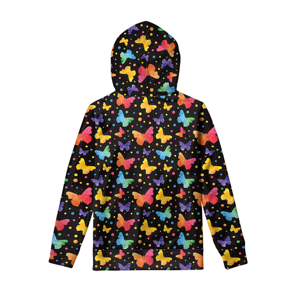 Colorful Watercolor Butterfly Print Pullover Hoodie