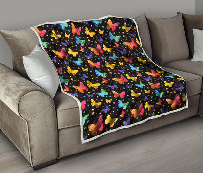 Colorful Watercolor Butterfly Print Quilt