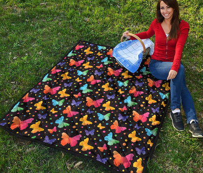 Colorful Watercolor Butterfly Print Quilt