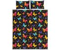 Colorful Watercolor Butterfly Print Quilt Bed Set