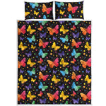 Colorful Watercolor Butterfly Print Quilt Bed Set