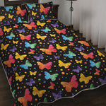 Colorful Watercolor Butterfly Print Quilt Bed Set