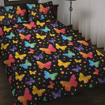 Colorful Watercolor Butterfly Print Quilt Bed Set