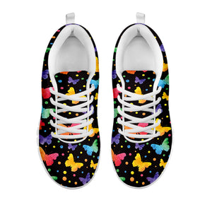 Colorful Watercolor Butterfly Print White Sneakers