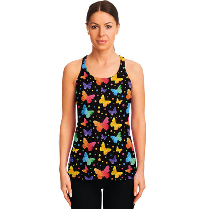 Colorful Watercolor Butterfly Print Women's Racerback Tank Top