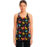Colorful Watercolor Butterfly Print Women's Racerback Tank Top