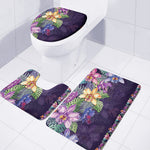 Colorful Watercolor Cattleya Print 3 Piece Bath Mat Set
