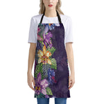 Colorful Watercolor Cattleya Print Apron
