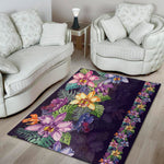 Colorful Watercolor Cattleya Print Area Rug