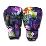 Colorful Watercolor Cattleya Print Boxing Gloves