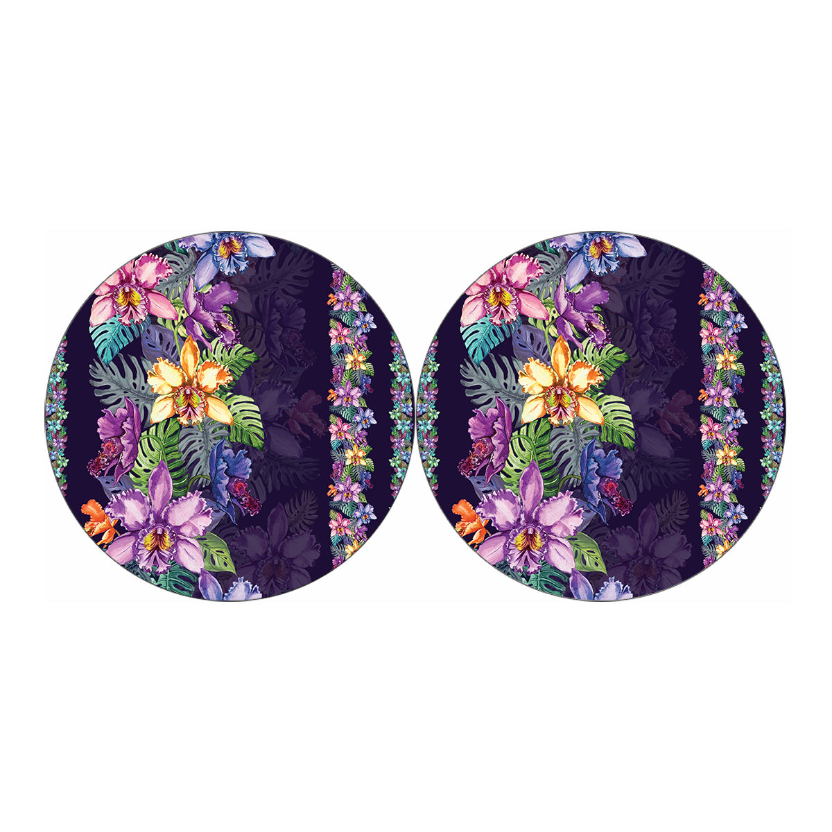 Colorful Watercolor Cattleya Print Car Coasters