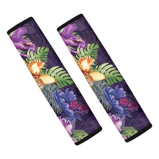 Colorful Watercolor Cattleya Print Car Seat Belt Covers