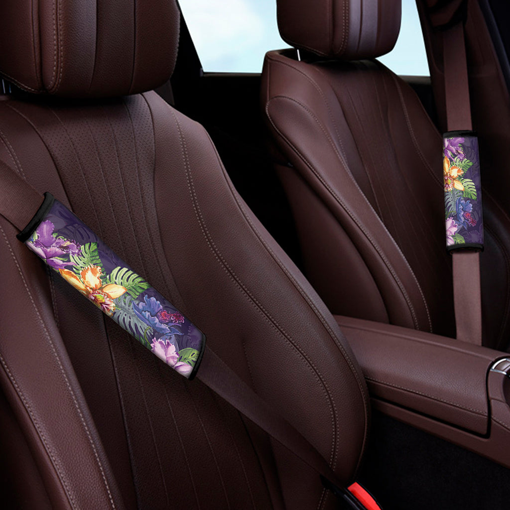 Colorful Watercolor Cattleya Print Car Seat Belt Covers