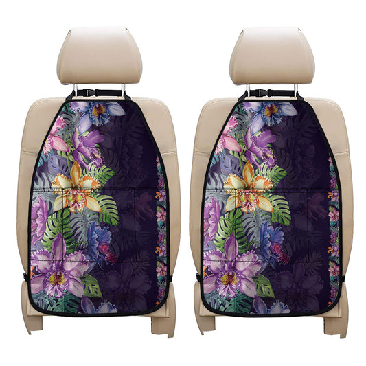 Colorful Watercolor Cattleya Print Car Seat Organizers