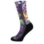 Colorful Watercolor Cattleya Print Crew Socks