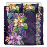 Colorful Watercolor Cattleya Print Duvet Cover Bedding Set