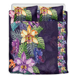 Colorful Watercolor Cattleya Print Duvet Cover Bedding Set