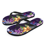 Colorful Watercolor Cattleya Print Flip Flops