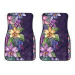 Colorful Watercolor Cattleya Print Front Car Floor Mats