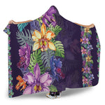 Colorful Watercolor Cattleya Print Hooded Blanket