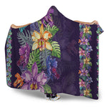 Colorful Watercolor Cattleya Print Hooded Blanket