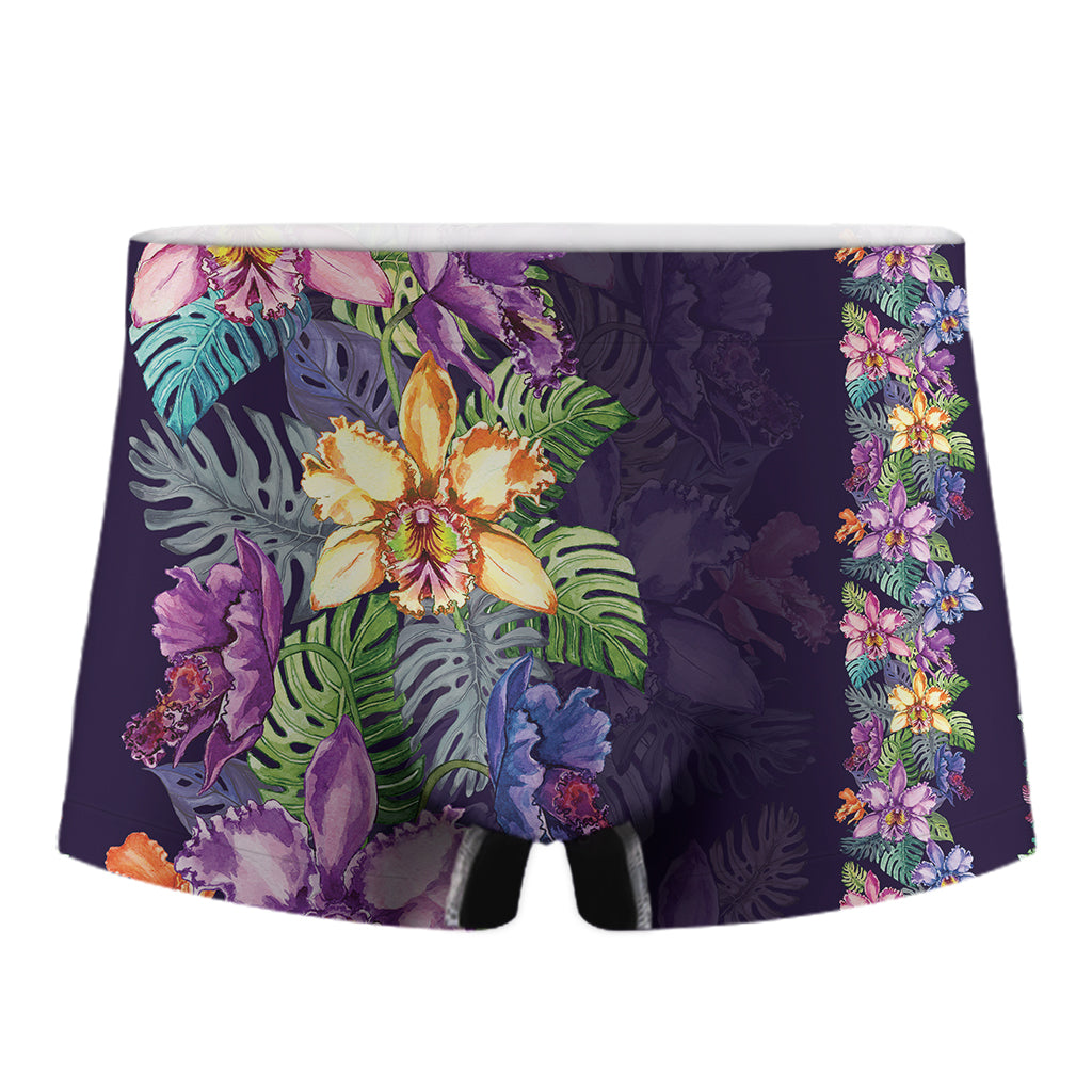Colorful Watercolor Cattleya Print Men's Boxer Briefs