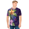 Colorful Watercolor Cattleya Print Men's T-Shirt