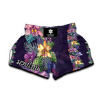 Colorful Watercolor Cattleya Print Muay Thai Boxing Shorts