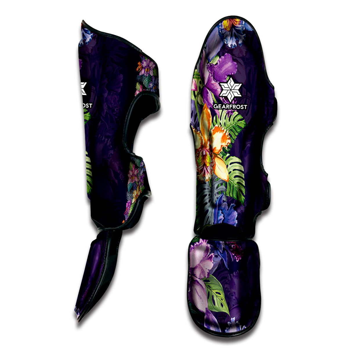 Colorful Watercolor Cattleya Print Muay Thai Shin Guard