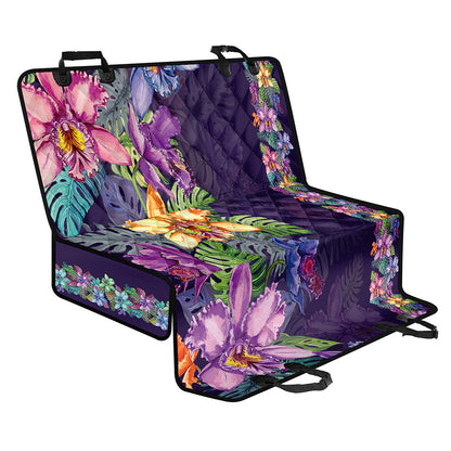 Colorful Watercolor Cattleya Print Pet Car Back Seat Cover