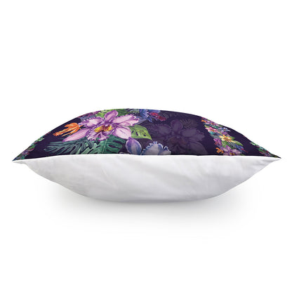 Colorful Watercolor Cattleya Print Pillow Cover