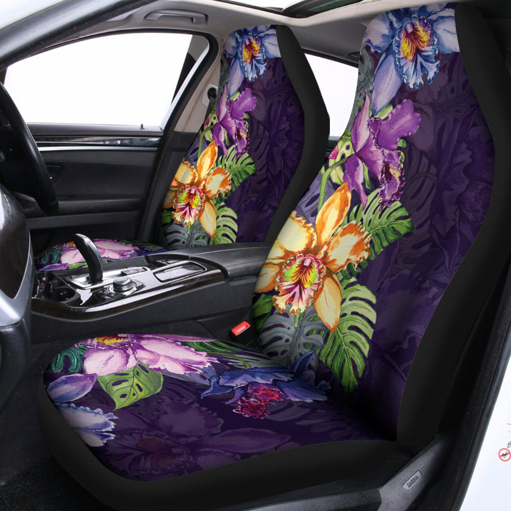 Colorful Watercolor Cattleya Print Universal Fit Car Seat Covers