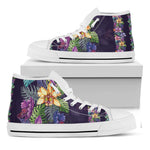 Colorful Watercolor Cattleya Print White High Top Shoes