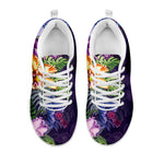 Colorful Watercolor Cattleya Print White Sneakers