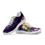 Colorful Watercolor Cattleya Print White Sneakers