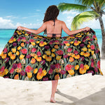 Colorful Watercolor Tulip Pattern Print Beach Sarong Wrap