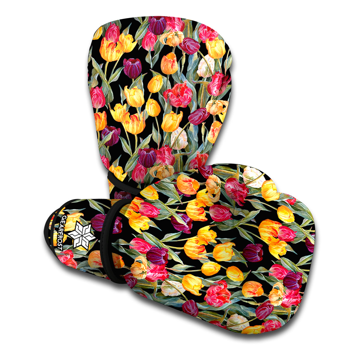 Colorful Watercolor Tulip Pattern Print Boxing Gloves