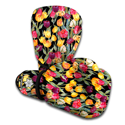 Colorful Watercolor Tulip Pattern Print Boxing Gloves