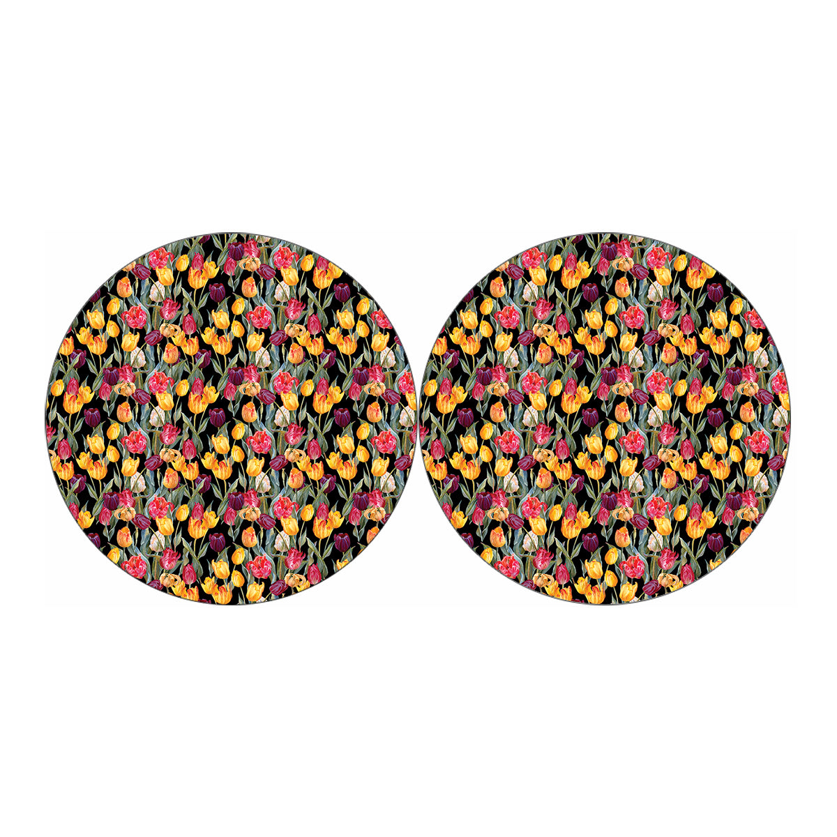 Colorful Watercolor Tulip Pattern Print Car Coasters