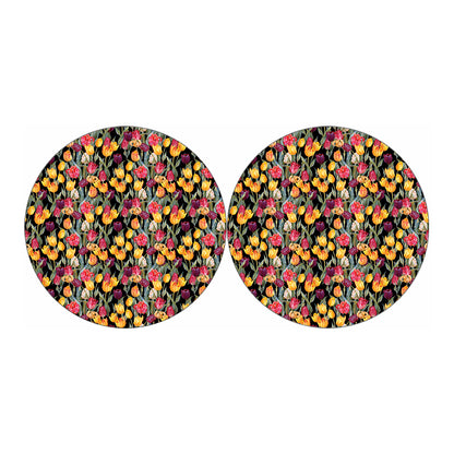 Colorful Watercolor Tulip Pattern Print Car Coasters