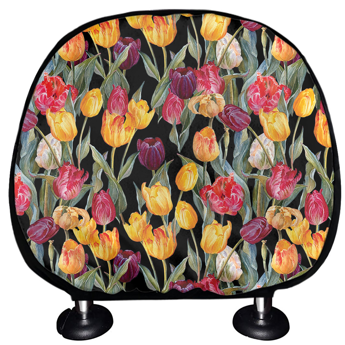 Colorful Watercolor Tulip Pattern Print Car Headrest Covers