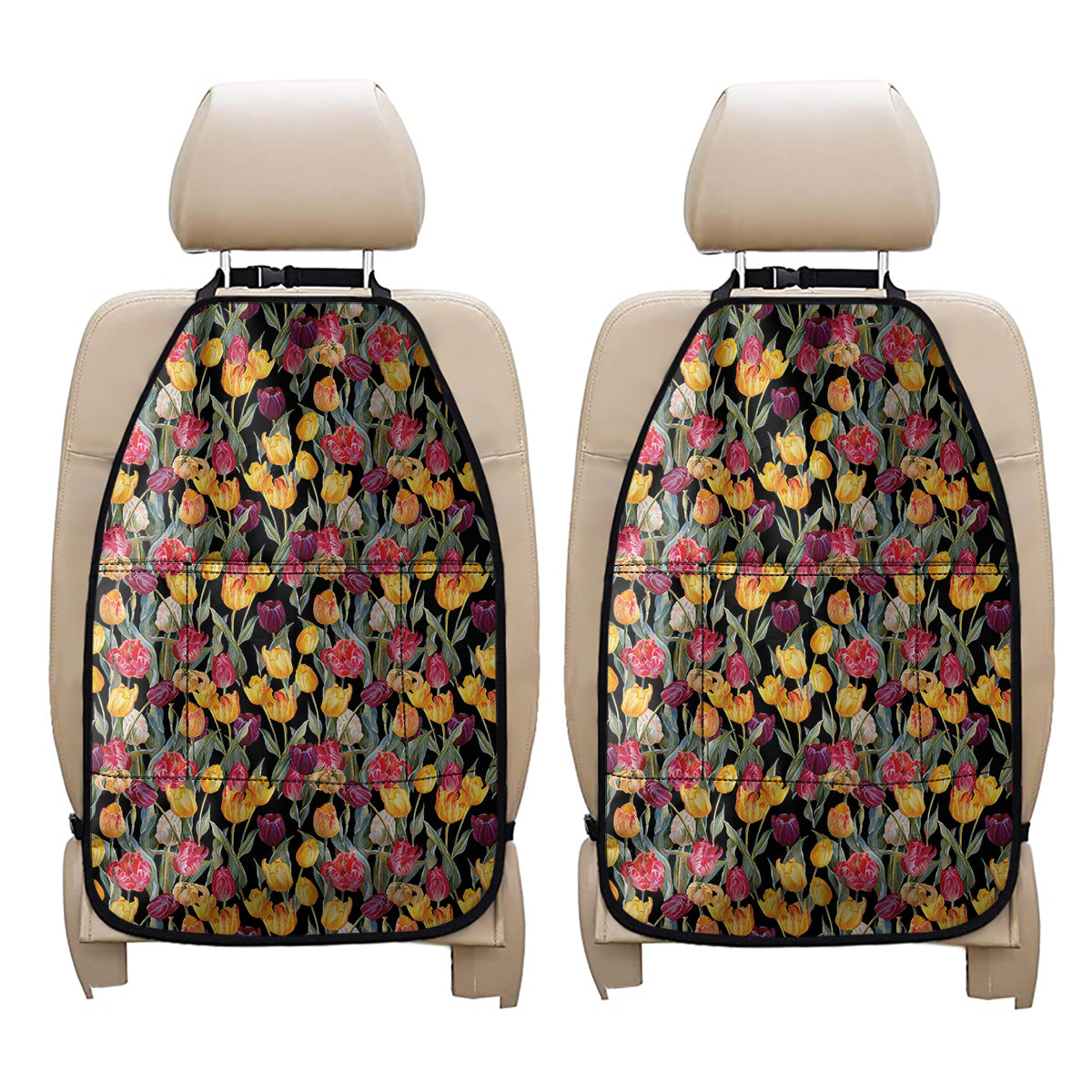 Colorful Watercolor Tulip Pattern Print Car Seat Organizers