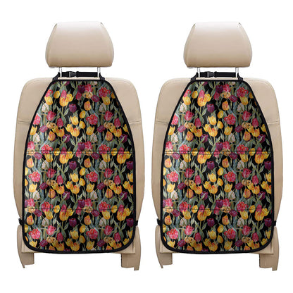 Colorful Watercolor Tulip Pattern Print Car Seat Organizers