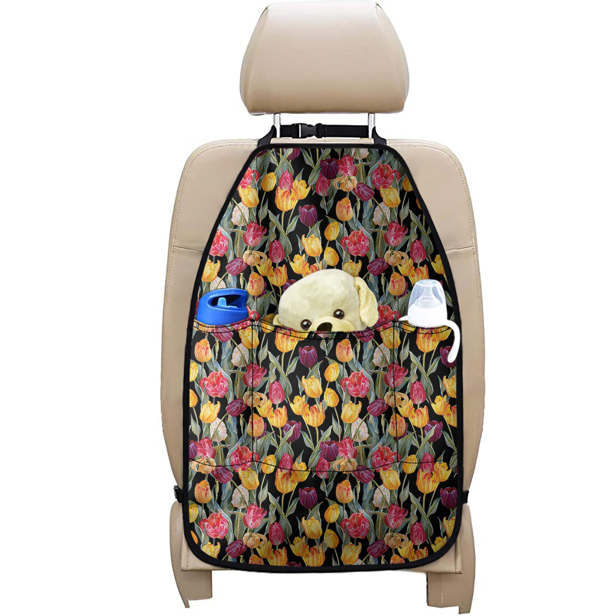 Colorful Watercolor Tulip Pattern Print Car Seat Organizers
