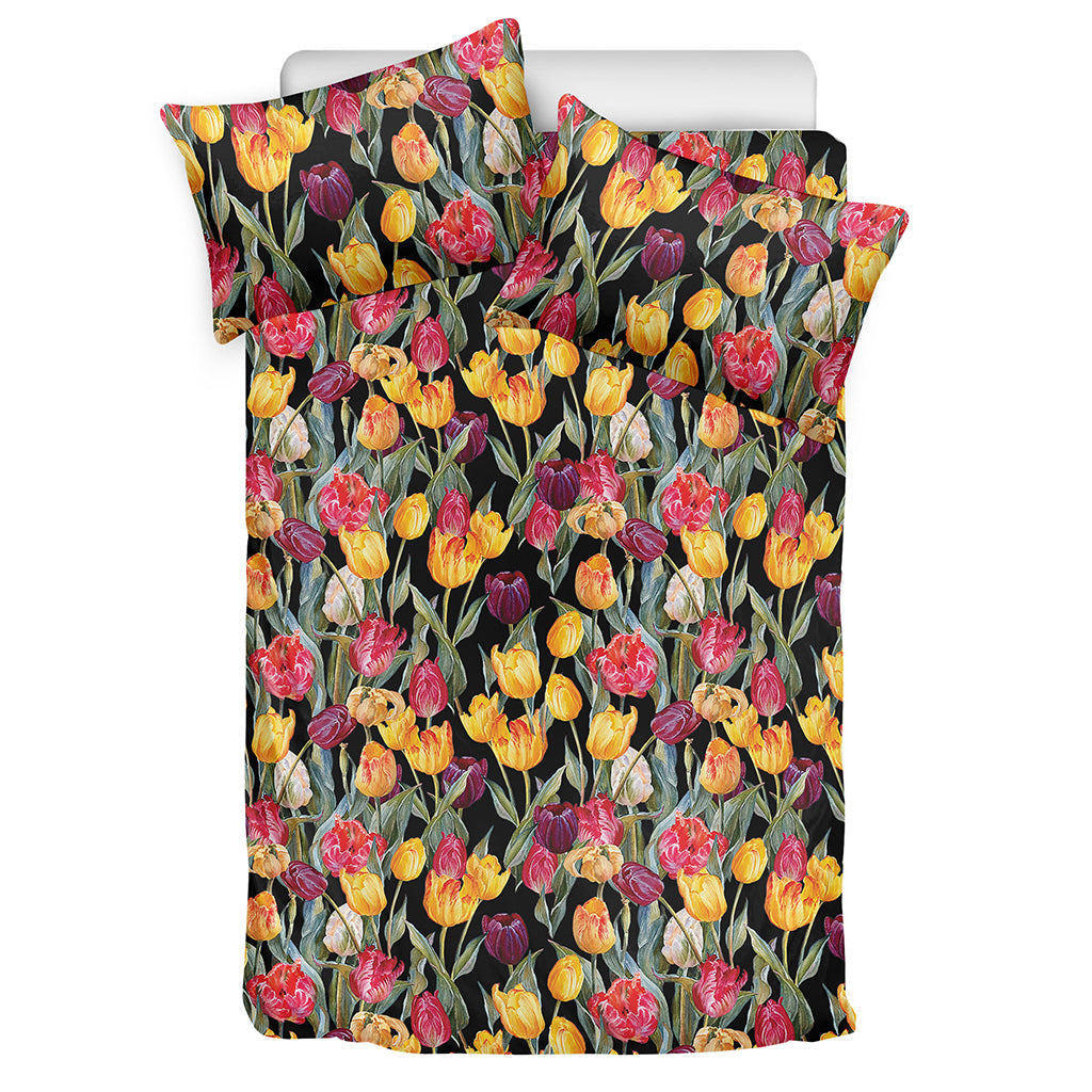 Colorful Watercolor Tulip Pattern Print Duvet Cover Bedding Set