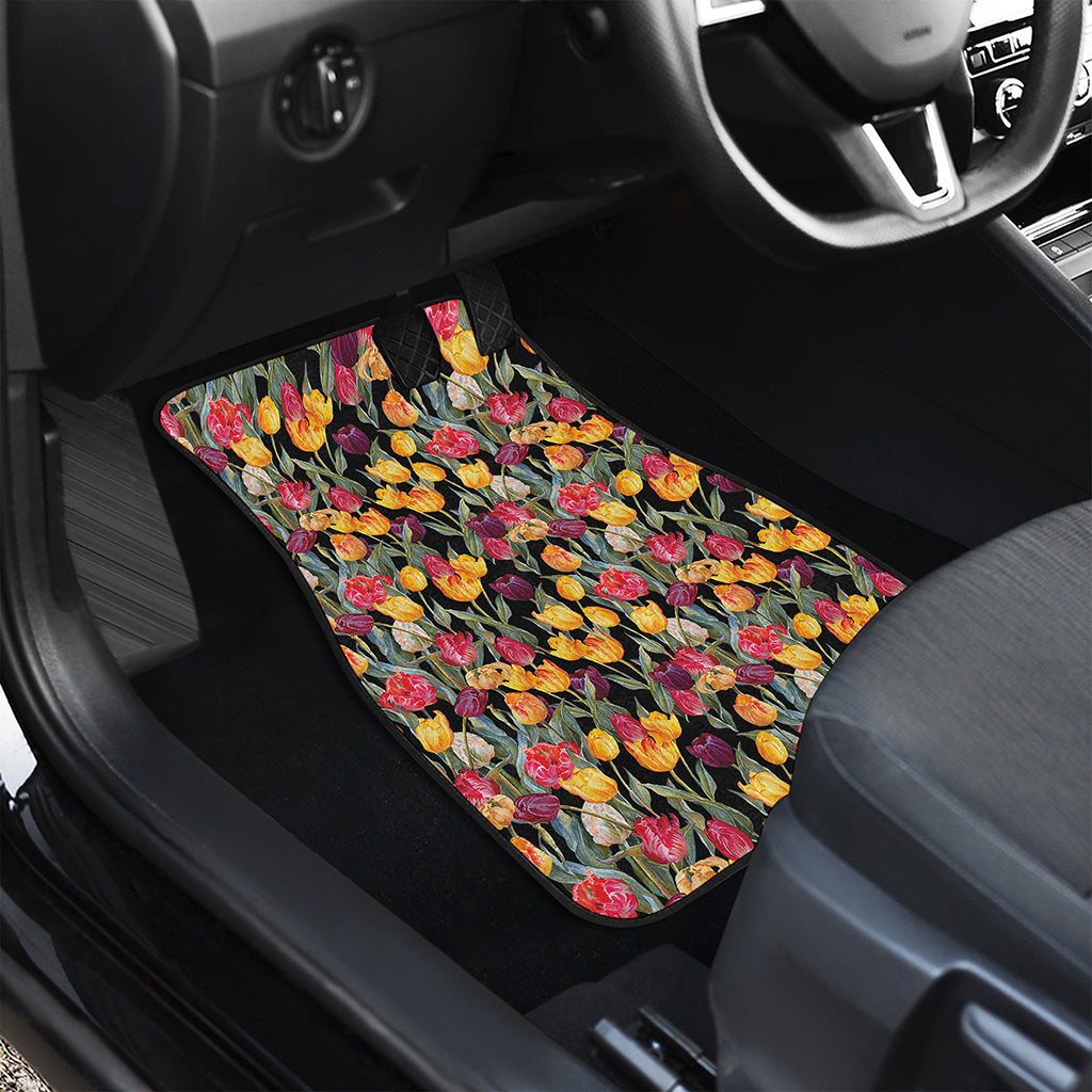 Colorful Watercolor Tulip Pattern Print Front Car Floor Mats